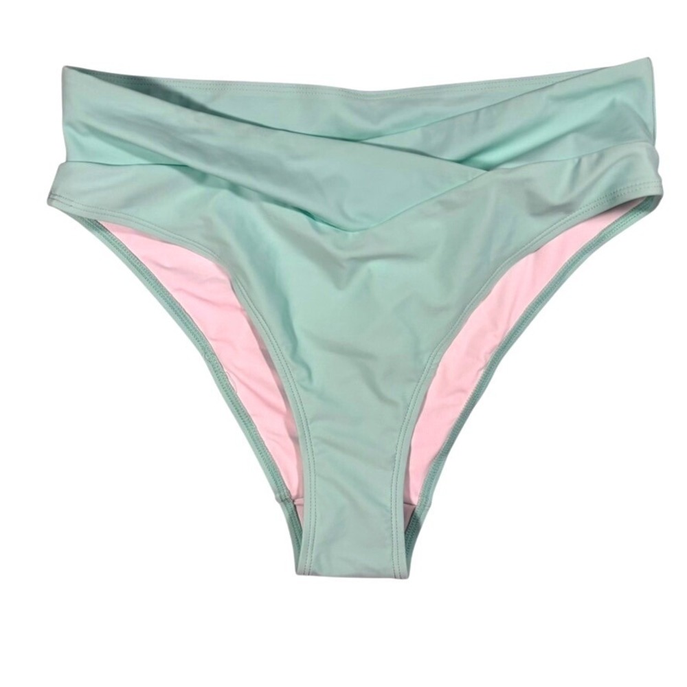 Halara Aqua Crossover Waist Bikini Bottoms High Waisted Large NWT Sporty Beach‎